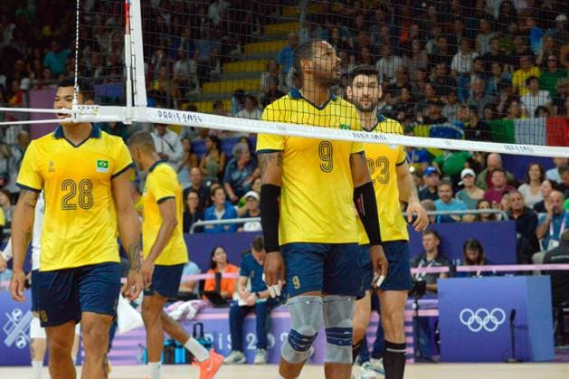 Brazil during the match during Men s volleyball - Italy vs Brazil, Olympic Games, Olympische Spiele, Olympia, OS Paris 2024 in Paris, France, July 27 2024  Copyright: xPasqualexGolia IPAxSportx xipa-ax xx IPA_48309390 IPA_Agency_IPA48309390