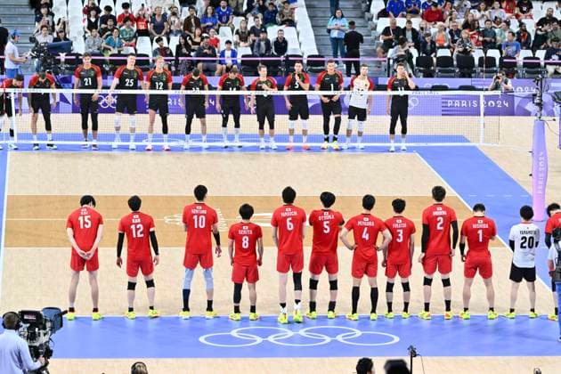 Japan Team (JPN), volleyball preliminary round pool C, Japan vs Germany (2-3) at the South Paris Arena 1, during the Paris 2024 Olympic Games, Olympische Spiele, Olympia, OS 27 July 2024, Paris, France. Noxthirdxpartyxsales  (260884214)