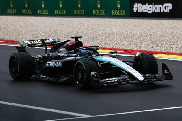 F1 Belgian Grand Prix 2024 Qualifying George Russell of Mercedes during qualifying ahead of the Formula 1 Belgian Grand Prix at Spa-Francorchamps in Spa, Belgium on July 27, 2024. Spa Belgium  Copyright: xJakubxPorzyckix originalFilename:porzycki-f1belgia240727_np6kZ.jpg