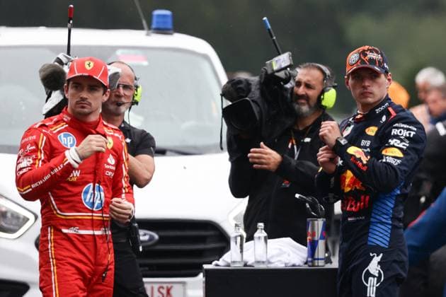 F1 Belgian Grand Prix 2024 Qualifying Charles Leclerc of Ferrari and Max Verstappen of Red Bull Racing after qualifying ahead of the Formula 1 Belgian Grand Prix at Spa-Francorchamps in Spa, Belgium on July 27, 2024. Spa Belgium  Copyright: xJakubxPorzyckix originalFilename:porzycki-f1belgia240727_npObr.jpg