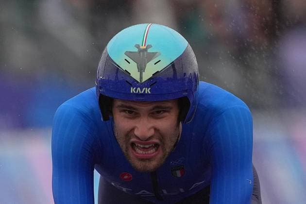 Filippo Ganna the men s cycling time trial event, at the 2024 Summer Olympics, Saturday, July 27, 2024, in Paris, France. (Photo Davide Spada LaPresse)  Copyright: xSpada LaPressex