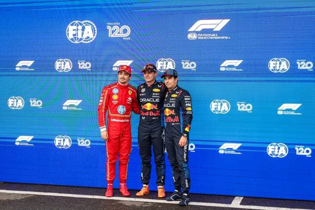 LECLERC Charles (mco), Scuderia Ferrari SF-24, VERSTAPPEN Max (ned), Red Bull Racing RB20, PEREZ Sergio (mex), Red Bull Racing RB20, portrait during the Formula 1 Rolex Belgian Grand Prix 2024, 14th round of the 2024 Formula One World Championship, WM, Weltmeisterschaft from July 26 to 28, 2024 on the Circuit de Spa-Francorchamps, in Stavelot, Belgium - F1 - BELGIAN GRAND PRIX 2024 DPPI Panoramic  240727_R14_BELGIO_DP_FG0O5184