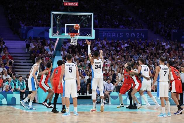 actMens basketball, Greece vs Canada, Men s preliminary round during the Olympic Games, Olympische Spiele, Olympia, OS Paris 2024 JO 2024 : BASKET BALL - Grece vs Canada - Jeux Olympiques 2024 - Paris2024 - Lille - 27 07 2024 DPPI Panoramic 