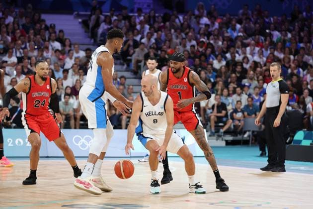 Nick CALATHES (Grèce) Mens basketball, Greece vs Canada, Men s preliminary round during the Olympic Games, Olympische Spiele, Olympia, OS Paris 2024 JO 2024 : BASKET BALL - Grece vs Canada - Jeux Olympiques 2024 - Paris2024 - Lille - 27 07 2024 DPPI Panoramic 