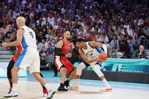 Giannis ANTETOKOUNMPO (Grèce) Mens basketball, Greece vs Canada, Men s preliminary round during the Olympic Games, Olympische Spiele, Olympia, OS Paris 2024 JO 2024 : BASKET BALL - Grece vs Canada - Jeux Olympiques 2024 - Paris2024 - Lille - 27 07 2024 DPPI Panoramic 