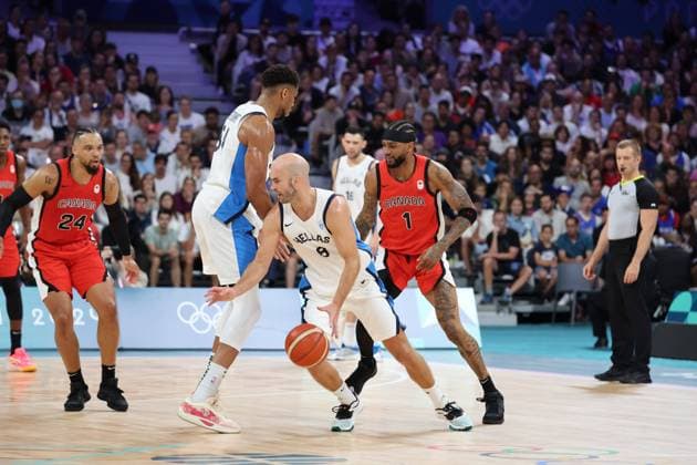 Nick CALATHES (Grèce) Mens basketball, Greece vs Canada, Men s preliminary round during the Olympic Games, Olympische Spiele, Olympia, OS Paris 2024 JO 2024 : BASKET BALL - Grece vs Canada - Jeux Olympiques 2024 - Paris2024 - Lille - 27 07 2024 DPPI Panoramic 