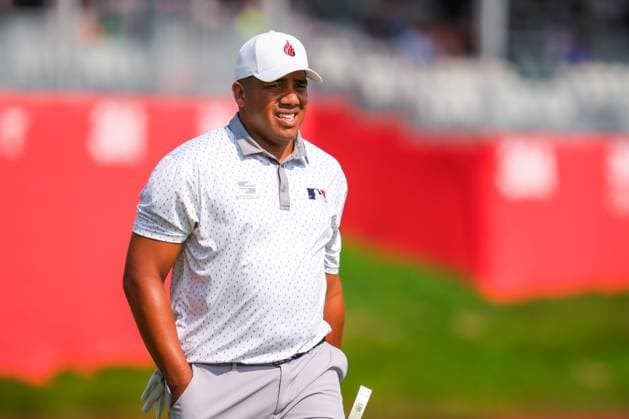 July 27, 2024, Blaine, Minnesota, USA: JHONATTAN VEGAS looks on after putting the 18th during the 2024 PGA, Golf Herren 3M Open at TPC Twin Cities on July 27th, 2024. Vegas finished 1st after round 3 shooting a 8 under 63 to finish 16 under. Blaine USA - ZUMAg254 20240727_zsp_g254_103 Copyright: xStevenxGarciax