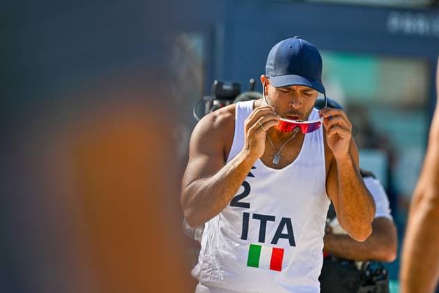 Olympic Games Beach Volleyball Paris 28 07 2024 Preliminary round, men, NED vs ITA, Alex Ranghieri, with sunglasses, Copyright: xBEAUTIFULxSPORTS TomxBlochx
