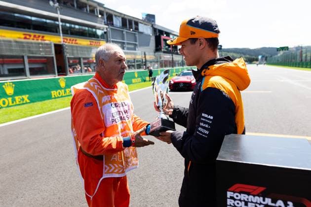 Marshall award NORRIS Lando (gbr), McLaren F1 Team MCL38, portrait during the Formula 1 Rolex Belgian Grand Prix 2024, 14th round of the 2024 Formula One World Championship, WM, Weltmeisterschaft from July 26 to 28, 2024 on the Circuit de Spa-Francorchamps, in Stavelot, Belgium - F1 - BELGIAN GRAND PRIX 2024 DPPI Panoramic  240728_R14_BELGIO_DP_JFR61424.CR3_