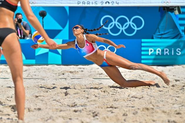 Olympic Games Beach Volleyball Paris 28 07 2024 Preliminary round, Women, GER FRA Clemence Vieira, Copyright: xBEAUTIFULxSPORTS TomxBlochx
