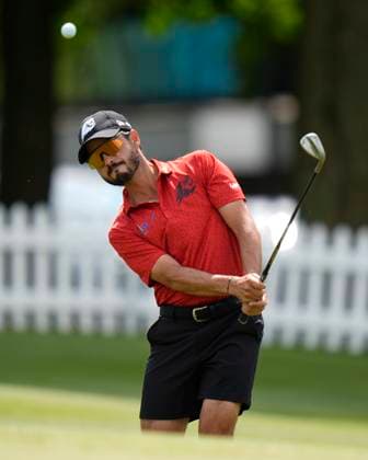 28th July 2024; JCB Golf &amp; Country Club, Rocester, Uttoxeter, England; LIV UK Golf League, Final Round; Abraham Ancer of the Fireballs GC warms up on the practice ground before the final round  ActionPlus12673259 StevenxFlynn