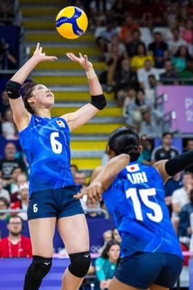 Volleyball - Olympic Games, Olympische Spiele, Olympia, OS Paris 2024: Day-2 Nanami Seki, Airi Miyabe are playing during Volleyball Women s Preliminary Round - Group B - match between Poland and Japan on the Olympic Games Paris 2024 at South Paris Arena in Paris, France on July 28, 2024. Paris France  Copyright: xAndrzejxIwanczukx originalFilename:iwanczuk-volleyba240728_nppsj.jpg