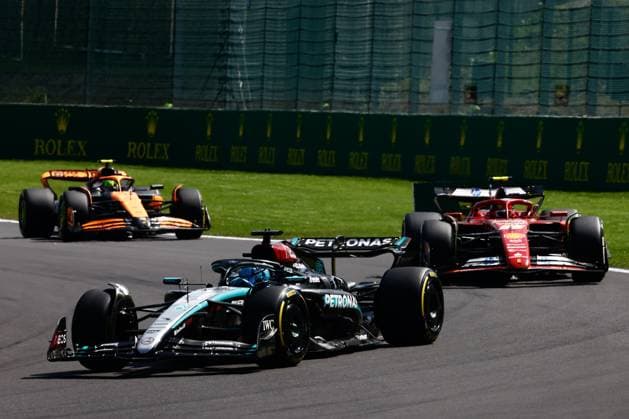 F1 Belgian Grand Prix 2024 George Russell of Mercedes, Carlos Sainz of Ferrari and Lando Norris of McLaren during the Formula 1 Belgian Grand Prix at Spa-Francorchamps in Spa, Belgium on July 27, 2024. Spa Belgium  Copyright: xJakubxPorzyckix originalFilename:porzycki-f1belgia240728_nptXq.jpg