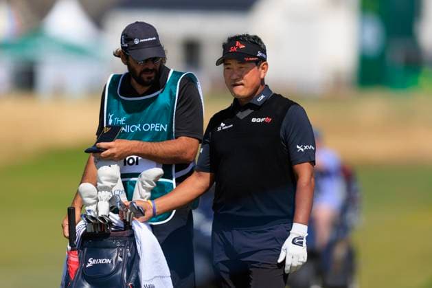 28th July 2024; Carnoustie Golf Links, Carnoustie, Angus, Scotland, Senior Open Championship, Round 4; K J Choi selects a club on the fairway on the first hole of the Championship Links, Carnoustie during the final round of The Senior Open presented by Rolex  ActionPlus12673499 DavidxYoung