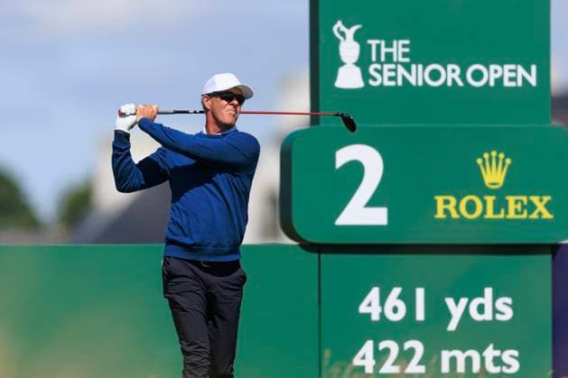 28th July 2024; Carnoustie Golf Links, Carnoustie, Angus, Scotland, Senior Open Championship, Round 4; Richard Green tees off on the second hole of the Championship Links, Carnoustie during the final round of The Senior Open presented by Rolex  ActionPlus12673505 DavidxYoung