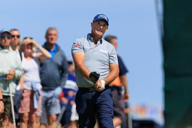 28th July 2024; Carnoustie Golf Links, Carnoustie, Angus, Scotland, Senior Open Championship, Round 4; Padraig Harrington watches the result of his tee shot on the first hole of the Championship Links, Carnoustie during the final round of The Senior Open presented by Rolex  ActionPlus12673510 DavidxYoung