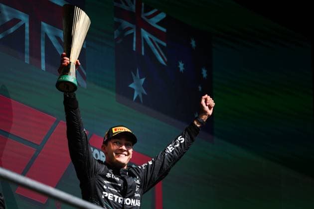 RUSSELL George (gbr), Mercedes AMG F1 Team W15, portrait podium during the Formula 1 Rolex Belgian Grand Prix 2024, 14th round of the 2024 Formula One World Championship, WM, Weltmeisterschaft from July 26 to 28, 2024 on the Circuit de Spa-Francorchamps, in Stavelot, Belgium - F1 - BELGIAN GRAND PRIX 2024 DPPI Panoramic  240728_R14_BELGIO_DP_AV3_4969