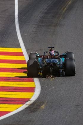Mercedes-AMG Petronas UK rider George Russell pictured in action during the Grand Prix F1 of Belgium race, in Spa-Francorchamps, Sunday 28 July 2024. The Spa-Francorchamps Formula One Grand Prix takes place this weekend, from July 25th to July 28th. JONASxROOSENS  x97243512x