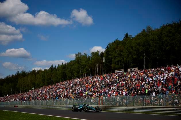 F1 Grand Prix of Belgium Fernando Alonso of Spain driving the (14) Aston Martin Aramco F1 Team AMR24 Mercedes on track during the F1 Grand Prix of Belgium at Circuit de Spa-Francorchamps on July 28, 2024, in Spa, Belgium. Spa Circuit de Spa-Francorchamps Spa Belgium RL_GPF1BELG24_000944 Copyright: xRicardoxLarreinax