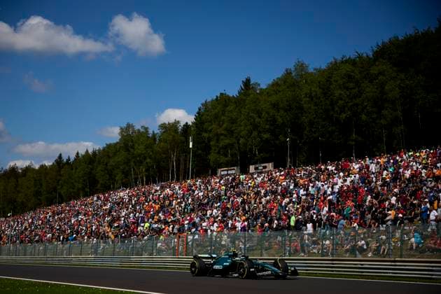 F1 Grand Prix of Belgium Fernando Alonso of Spain driving the (14) Aston Martin Aramco F1 Team AMR24 Mercedes on track during the F1 Grand Prix of Belgium at Circuit de Spa-Francorchamps on July 28, 2024, in Spa, Belgium. Spa Circuit de Spa-Francorchamps Spa Belgium RL_GPF1BELG24_000945 Copyright: xRicardoxLarreinax