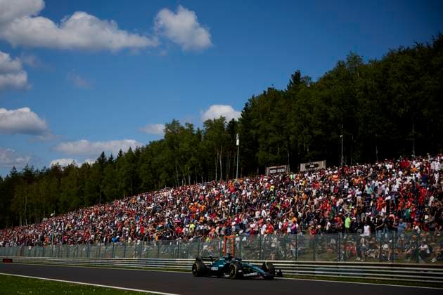 F1 Grand Prix of Belgium Lance Stroll of Canada driving the (18) Aston Martin Aramco F1 Team AMR24 Mercedes on track during the F1 Grand Prix of Belgium at Circuit de Spa-Francorchamps on July 28, 2024, in Spa, Belgium. Spa Circuit de Spa-Francorchamps Spa Belgium RL_GPF1BELG24_000950 Copyright: xRicardoxLarreinax