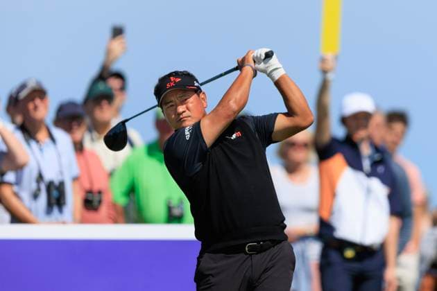 28th July 2024; Carnoustie Golf Links, Carnoustie, Angus, Scotland, Senior Open Championship, Round 4; K J Choi tees off on the fourth hole of the Championship Links, Carnoustie during the final round of The Senior Open presented by Rolex  ActionPlus12673549 DavidxYoung