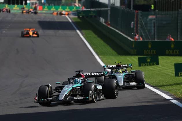 63 George Russell GBR, Mercedes AMG Petronas F1 Team , 44 Lewis Hamilton GBR, Mercedes AMG Petronas F1 Team , F1 Grand Prix of Belgium at Circuit de Spa Francorchamps on July 28, 2024 in Spa Francorchamps, Belgium Photo by HOCH ZWEI Spa Francorchamps Belgium