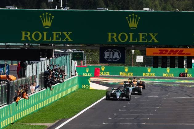 63 George Russell GBR, Mercedes AMG Petronas F1 Team , 44 Lewis Hamilton GBR, Mercedes AMG Petronas F1 Team , 81 Oscar Piastri AUS, McLaren Formula 1 Team , F1 Grand Prix of Belgium at Circuit de Spa Francorchamps on July 28, 2024 in Spa Francorchamps, Belgium Photo by HOCH ZWEI Spa Francorchamps Belgium
