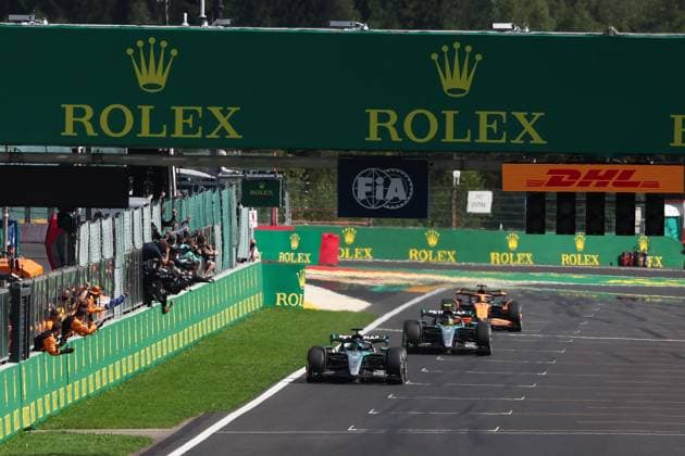 63 George Russell GBR, Mercedes AMG Petronas F1 Team , 44 Lewis Hamilton GBR, Mercedes AMG Petronas F1 Team , 81 Oscar Piastri AUS, McLaren Formula 1 Team , F1 Grand Prix of Belgium at Circuit de Spa Francorchamps on July 28, 2024 in Spa Francorchamps, Belgium Photo by HOCH ZWEI Spa Francorchamps Belgium