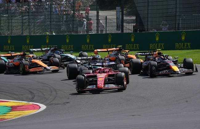 Formula 1 Rolex Belgian Grand Prix 2024 28 07 2024, Circuit de Spa Francorchamps, Spa Francorchhamps, Formula 1 Rolex Belgian Grand Prix 2024 , pictured Charles Leclerc MCO , Scuderia Ferrari HP, Sergio Perez MEX , Oracle Red Bull Racing, Lewis Hamilton GBR , Mercedes AMG Petronas Formula One Team, Lando Norris GBR , McLaren F1 Team, Oscar Piastri AUS , George Russell GBR nordphotoxGmbHx xBratic nph00250
