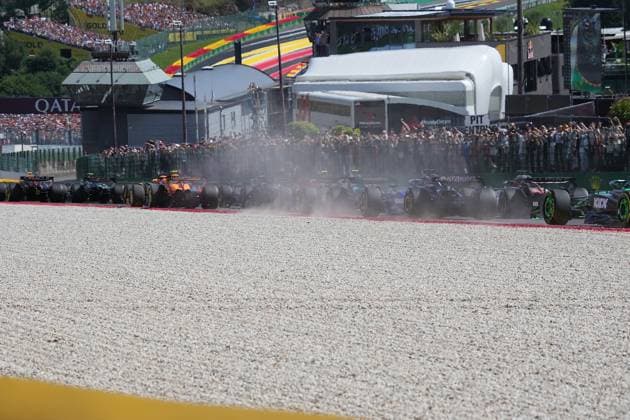 28 07 2024, Circuit de Spa Francorchamps, Spa Francorchhamps, Formula 1 Rolex Belgian Grand Prix 2024 , in the picture Charles Leclerc MCO , Scuderia Ferrari HP, Lando Norris GBR , McLaren F1 Team, Lewis Hamilton GBR , Mercedes AMG Petronas Formula One Team, George Russell GBR , Nico Hülkenberg DEU , Haas F1 Team Defodi 506 20240728 hbr 1504 Defodi-506