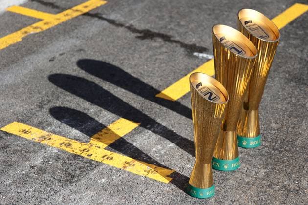 F1 Belgian Grand Prix 2024 Trophies are seen in front of Mercedes garage after the Formula 1 Belgian Grand Prix at Spa-Francorchamps in Spa, Belgium on July 27, 2024. Spa Belgium  Copyright: xJakubxPorzyckix originalFilename:porzycki-f1belgia240728_npIH4.jpg