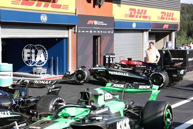 F1 Belgian Grand Prix 2024 Mercedes car of Geaorge Russell is seen near the FIA garage after the Formula 1 Belgian Grand Prix at Spa-Francorchamps in Spa, Belgium on July 27, 2024. Spa Belgium  Copyright: xJakubxPorzyckix originalFilename:porzycki-f1belgia240728_npQj5.jpg