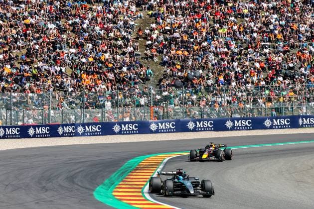 63 George Russell GBR, Mercedes AMG Petronas F1 Team , 1 Max Verstappen NLD, Oracle Red Bull Racing , F1 Grand Prix of Belgium at Circuit de Spa Francorchamps on July 28, 2024 in Spa Francorchamps, Belgium Photo by HOCH ZWEI Spa Francorchamps Belgium
