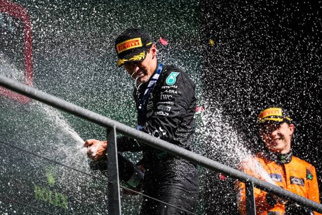 63 George Russell GBR, Mercedes AMG Petronas F1 Team , F1 Grand Prix of Belgium at Circuit de Spa Francorchamps on July 28, 2024 in Spa Francorchamps, Belgium Photo by HOCH ZWEI Spa Francorchamps Belgium