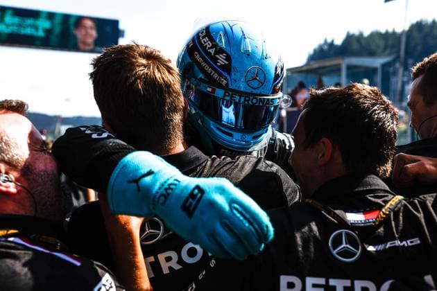 63 George Russell GBR, Mercedes AMG Petronas F1 Team , F1 Grand Prix of Belgium at Circuit de Spa Francorchamps on July 28, 2024 in Spa Francorchamps, Belgium Photo by HOCH ZWEI Spa Francorchamps Belgium