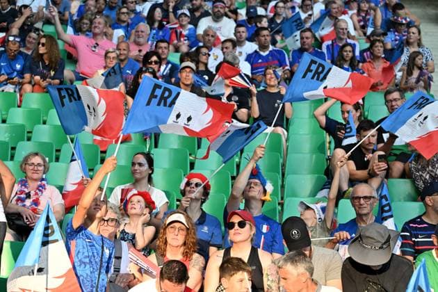 Fans (France), women football, Argentina vs Morocco , Women preliminary round during the Olympic Games, Olympische Spiele, Olympia, OS Paris 2024 JO 2024 : FOOTBALL FEMININ - France vs Canada - Jeux Olympiques 2024 - Paris2024 - Saint-Etienne - 28 07 2024 DPPI Panoramic 