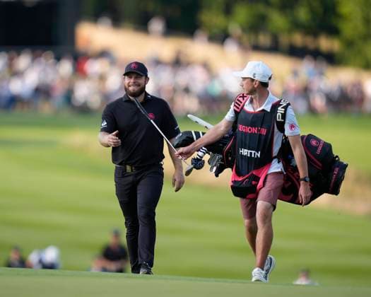 28th July 2024; JCB Golf &amp; Country Club, Rocester, Uttoxeter, England; LIV UK Golf League, Final Round; Tyrrell Hatton of the Legion XIII GC walks onto the 18th green  ActionPlus12673837 StevenxFlynn