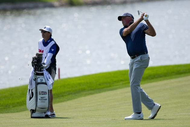 BLAINE, MN - JULY 28: hits his second shot on the second hole during the final round of the 3M Open at TPC Twin Cities on July 28, 2024 in Blaine, Minnesota. (Photo by Bailey Hillesheim Icon Sportswire) GOLF: JUL 28 PGA, Golf Herren 3M Open EDITORIAL USE ONLY Icon2407280213