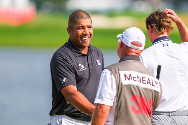 July 28, 2024, Blaine, Minnesota, USA: JHONATTAN VEGAS celebrates after the final round of the 2024 PGA, Golf Herren 3M Open at TPC Twin Cities on July 28th, 2024. Vegas won the tournament shooting a 8 under 71 round 4, finishing 17 under 284. Blaine USA - ZUMAg254 20240728_zsp_g254_103 Copyright: xStevenxGarciax