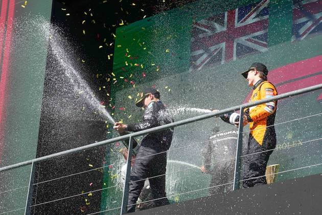 Belgium: 28.07.2024, Circuit de Spa-Francorchamps, Spa-Francorchhamps, Formula 1 Rolex Belgian Grand Prix 2024 , im Bild& xA;Sieger George Russell (GBR), Mercedes-AMG Petronas Formula One Team, 2.Platz fur Lewis Hamilton (GBR), 3.Platz fur Oscar Piastri (AUS), McLaren F1 Team Formula 1 Championship - Formula 1 Rolex Belgian Grand Prix 2024 - Race  - ZUMAp169 20240728_zsa_p169_306 Copyright: xAlessioxDexMarco IPAxSportx