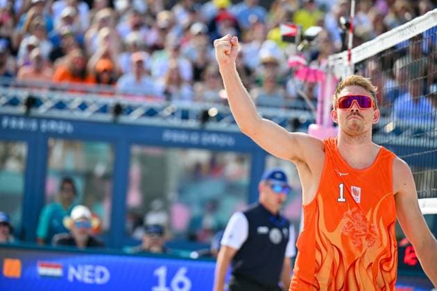 Olympic Games Beach Volleyball Paris 29 07 2024 Preliminary round, Men, NED vs ESP, Stefan Boermanns NED, 1 , Copyright: xBEAUTIFULxSPORTS TomxBlochx