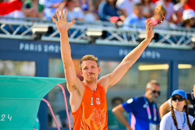 Olympic Games Beach Volleyball Paris 29 07 2024 Preliminary round, Men, NED vs ESP, Stefan Boermanns NED, 1 , Copyright: xBEAUTIFULxSPORTS TomxBlochx
