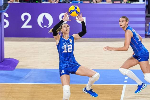 2024-07-29 Volleybal - Olympic Games, Olympische Spiele, Olympia, OS Paris 2024 - Day 3 PARIS, FRANCE - JULY 29: Britt Bongaerts of the Netherlands jumps up during the Volleybal - Olympic Games Paris 2024 match between Netherlands and Turkiye on Day 3 at Paris Arena on July 29, 2024 in Paris, France. (Photo by Andre Weening BSR Agency) Paris France Content not available for redistribution in The Netherlands directly or indirectly through any third parties. Copyright: xBSRxAgencyx