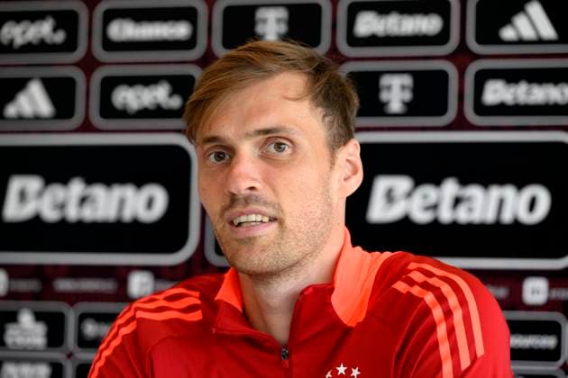 Sparta player Asger Sorensen attends a press conference, PK, Pressekonferenz before the Champions League second preliminary round rematch Sparta Prague - Shamrock Rovers, in Prague, Czech Republic, July 29, 2024. (CTKxPhoto KaterinaxSulova) CTKPhotoP2024072905363  CTKPhotoP2024072905363