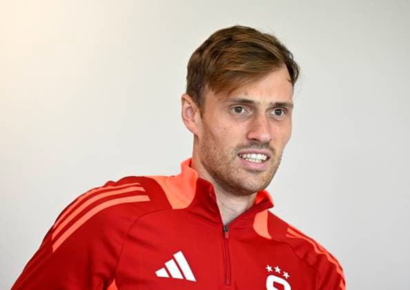 Sparta player Asger Sorensen attends a press conference, PK, Pressekonferenz before the Champions League second preliminary round rematch Sparta Prague - Shamrock Rovers, in Prague, Czech Republic, July 29, 2024. (CTKxPhoto KaterinaxSulova) CTKPhotoP2024072905366  CTKPhotoP2024072905366