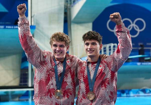 July 29, 2024, Paris, FRANCE: Canada s Nathan Zsombor-Murray, right, and Rylan Wiens react after winning the bronze medal in Men s Synchronized 10m Platform Diving at the Paris Summer Olympics in Paris, France on Monday, July 29, 2024. Canada News - July 29, 2024  - ZUMAc35_ 20240729_zaf_c35_044 Copyright: xNathanxDenettex