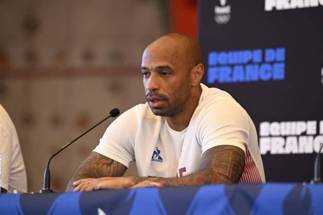 Entraînement de l Équipe de France Olympique Masculine au Complexe Sportif de la Gardi à Trets, le 29 juillet 2024. Thierry Henry (Sélectionneur) FOOTBALL : Entraînement de l Équipe de France Olympique Masculine - Trets - 29 07 2024 WilliamCannarella Panoramic 