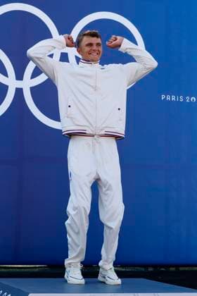 GESTIN Nicolas of France, BURGESS Adam of great britain, BENUS Matej of Slovakia Canoe Slalom Men s Canoe Single Final, podium, during the Olympic Games, Olympische Spiele, Olympia, OS Paris 2024 on 29 July 2024 at Vaires-sur-Marne Nautical Stadium in Vaires-sur-Marne, France - Photo Gregory Lenormand DPPI Media Panoramic OLYMPIC GAMES PARIS 2024 - 29 07 DPPI Panoramic  21024006_GRL_13497