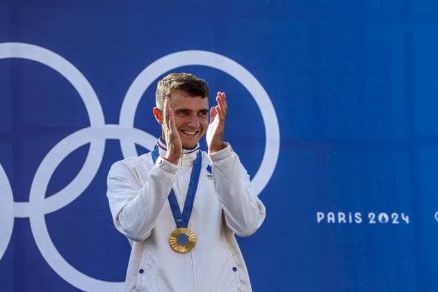 GESTIN Nicolas of France, BURGESS Adam of great britain, BENUS Matej of Slovakia Canoe Slalom Men s Canoe Single Final, podium, during the Olympic Games, Olympische Spiele, Olympia, OS Paris 2024 on 29 July 2024 at Vaires-sur-Marne Nautical Stadium in Vaires-sur-Marne, France - Photo Gregory Lenormand DPPI Media Panoramic OLYMPIC GAMES PARIS 2024 - 29 07 DPPI Panoramic  21024006_GRL_13564